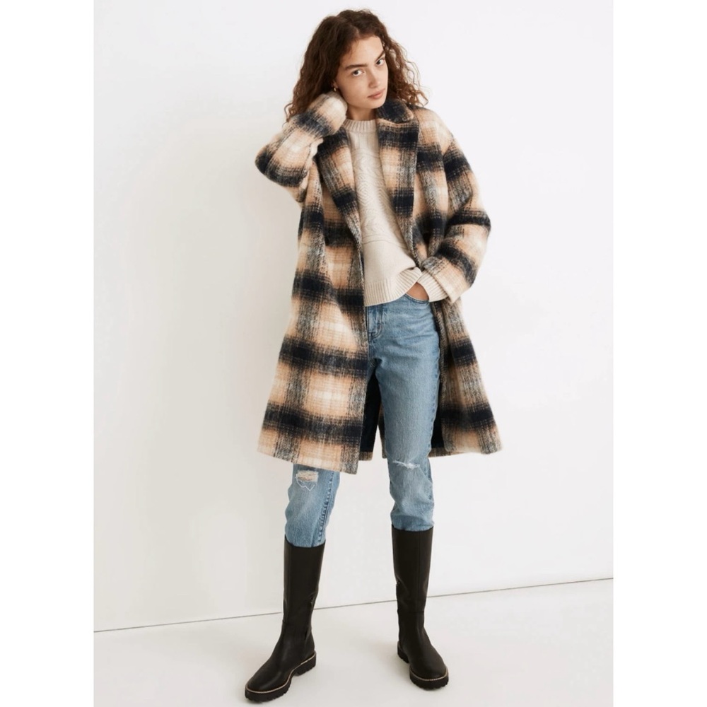 Madewell Courton Cocoon Coat in Plaid,size S